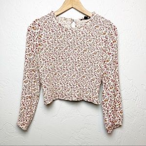 American Eagle Floral Ruched Body Blouse